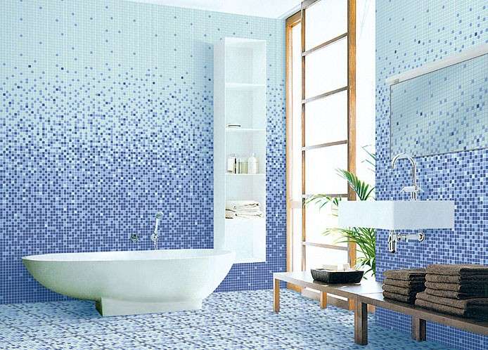 Bagno azzurro effetto mosaico 