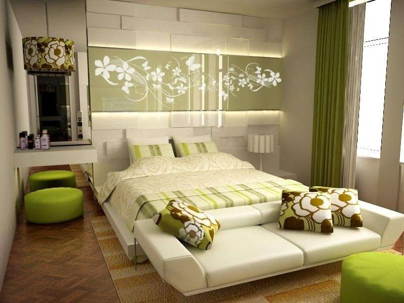 Camera da letto verde chiaro