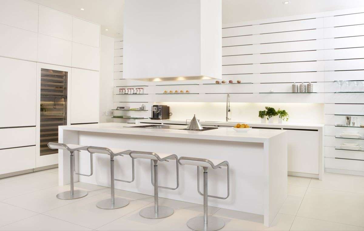 Cucina di lusso moderna bianca ed elegante