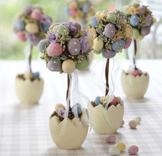 Decorazioni pasquali: gli alberelli con uova colorate