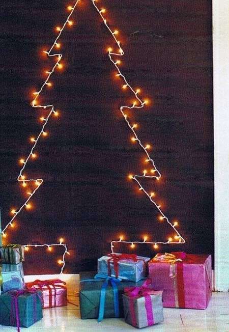 Albero di Natale da parete, profilo di luci