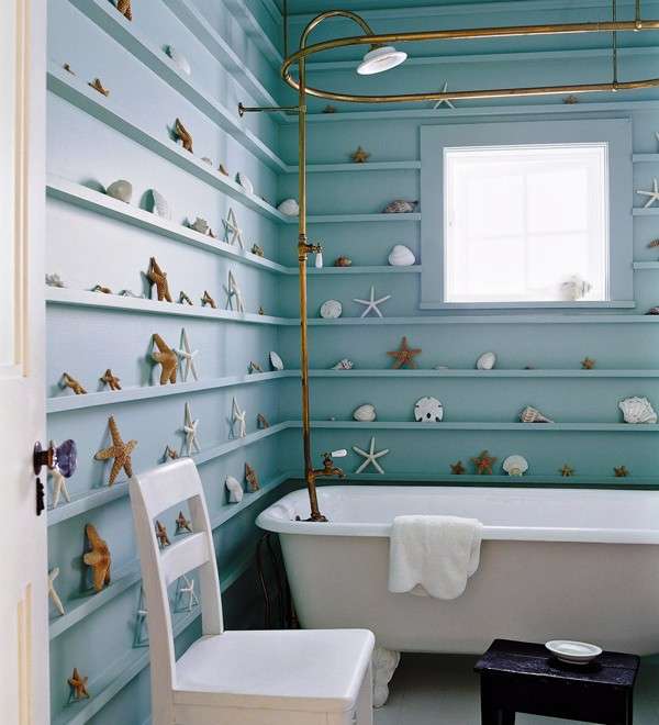 Bagno blu a tema marino