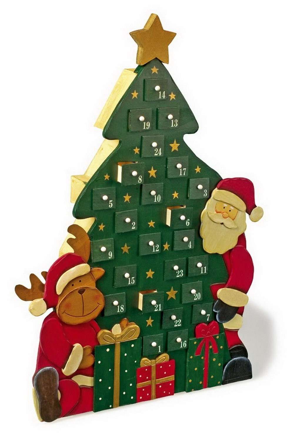 Calendario natalizio di legno