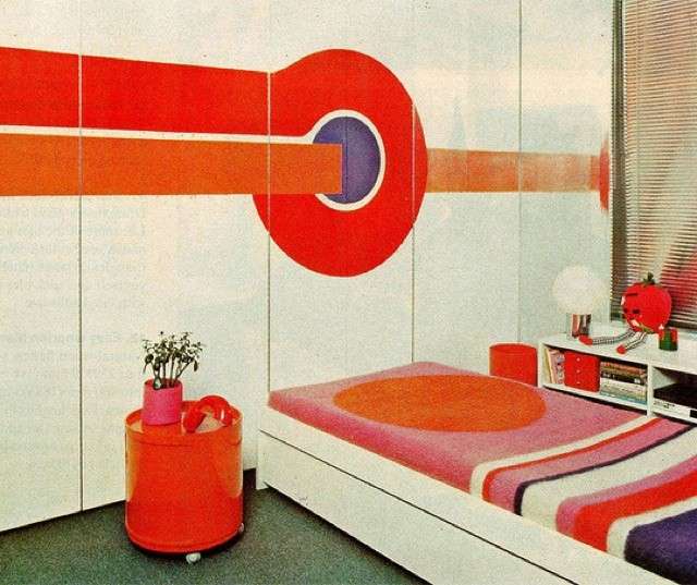 Camera da letto in stile anni 70