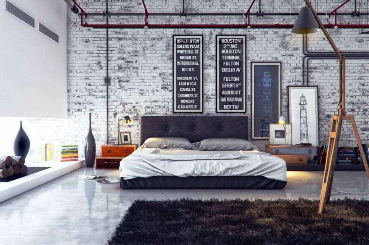 Camera da letto in stile industriale