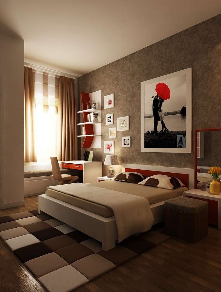 Camera da letto moderna marrone 