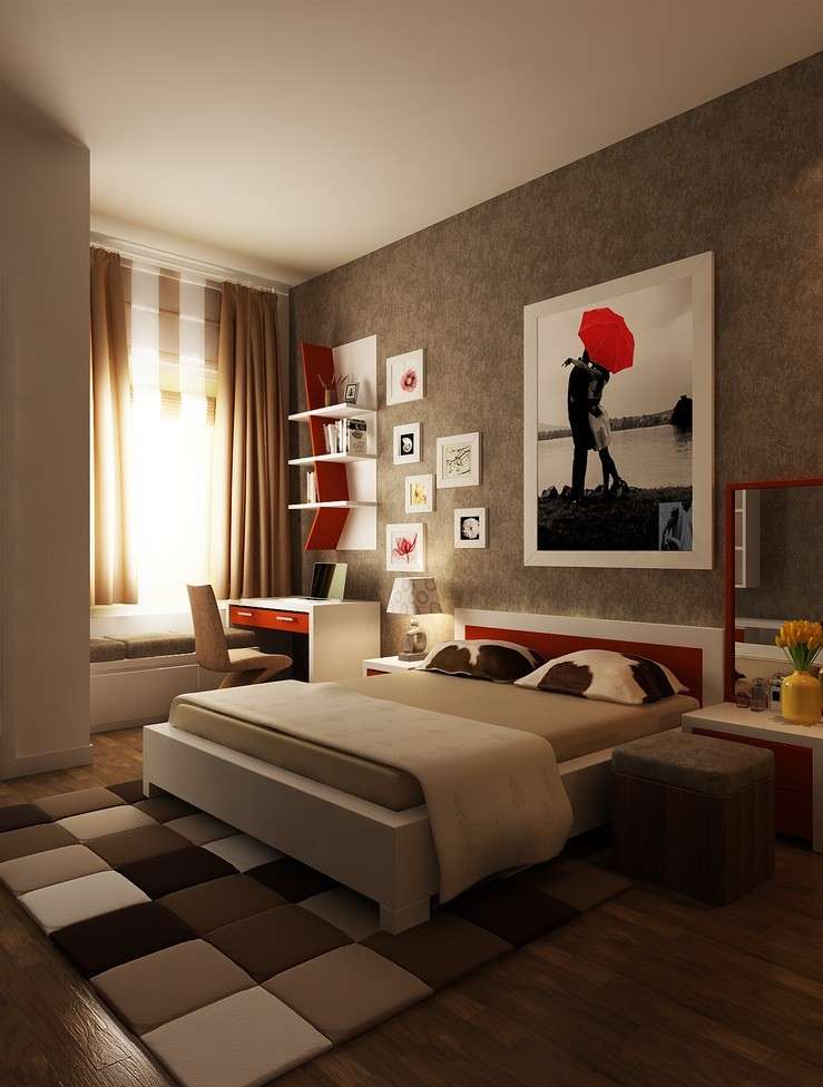 Camera da letto moderna marrone