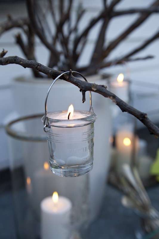 Centrotavola con candele sospese
