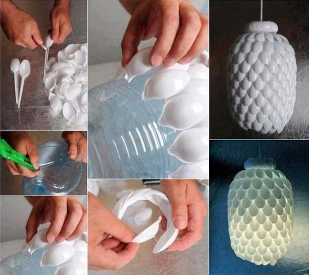 Cucchiai di plastica per lampada fai da te