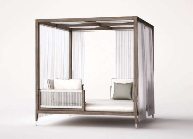 Gazebo in legno con letto