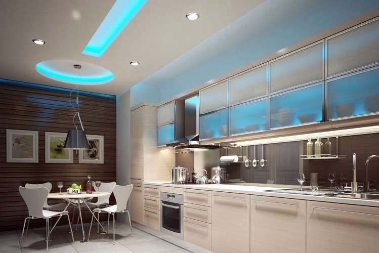 Led celesti in cucina