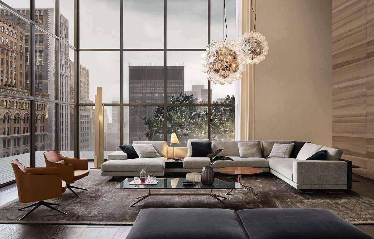 Mondrian, divano in tessuto Poliform