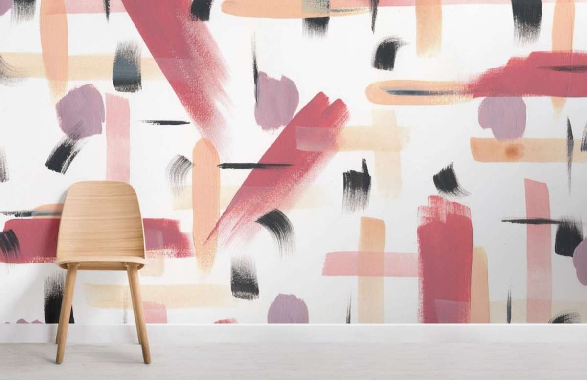 MuralsWallpaper carta nera e rosa