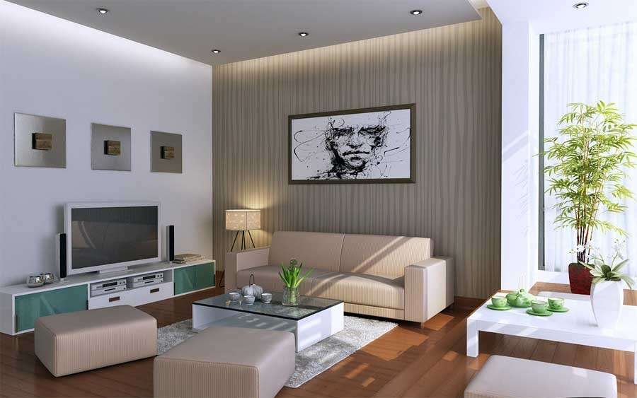 Parete bianca e divano beige