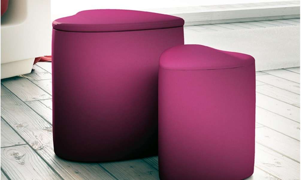 Pouf contenitori a forma di cuore