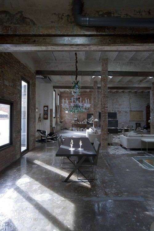 Sala giorno stile industriale