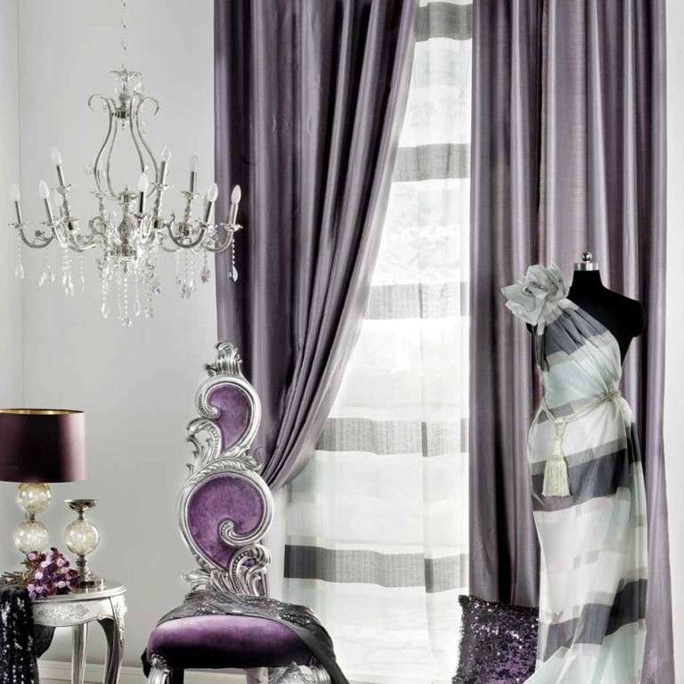 Tenda lilla per soggiorno elegante