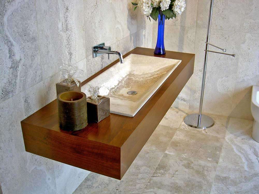 Top lavabo in legno