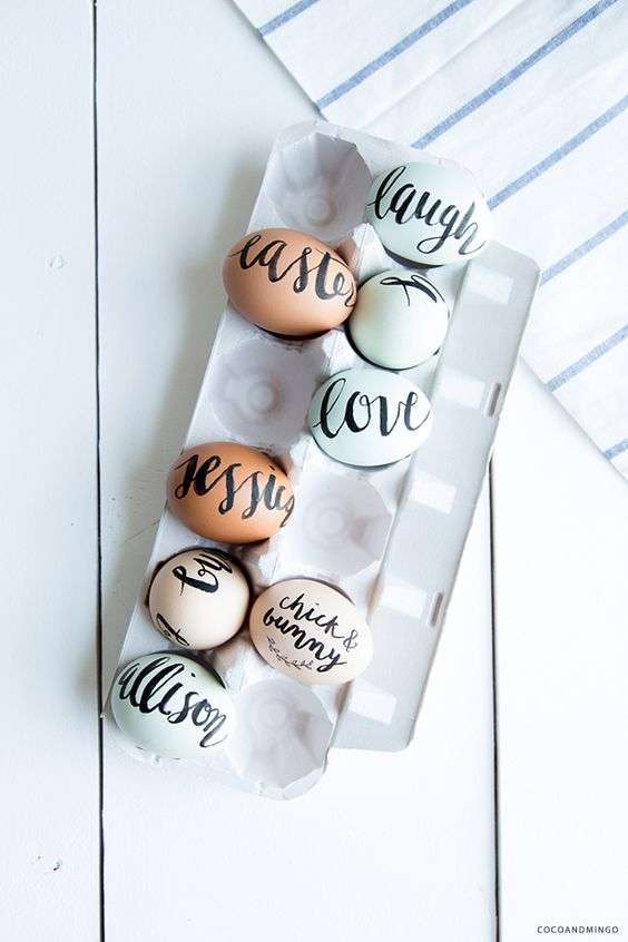 Uova con scritte per Pasquea