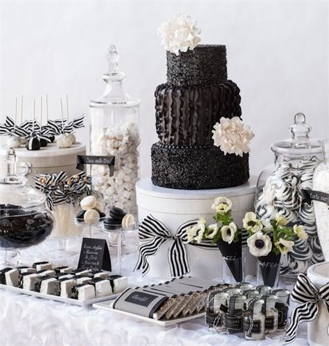 Cioccolatini e torte in bianco e nero