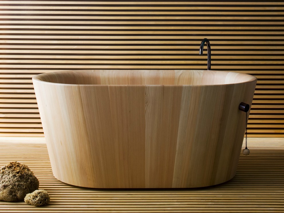 Vasca da bagno centro stanza ovale in legno Ofurò