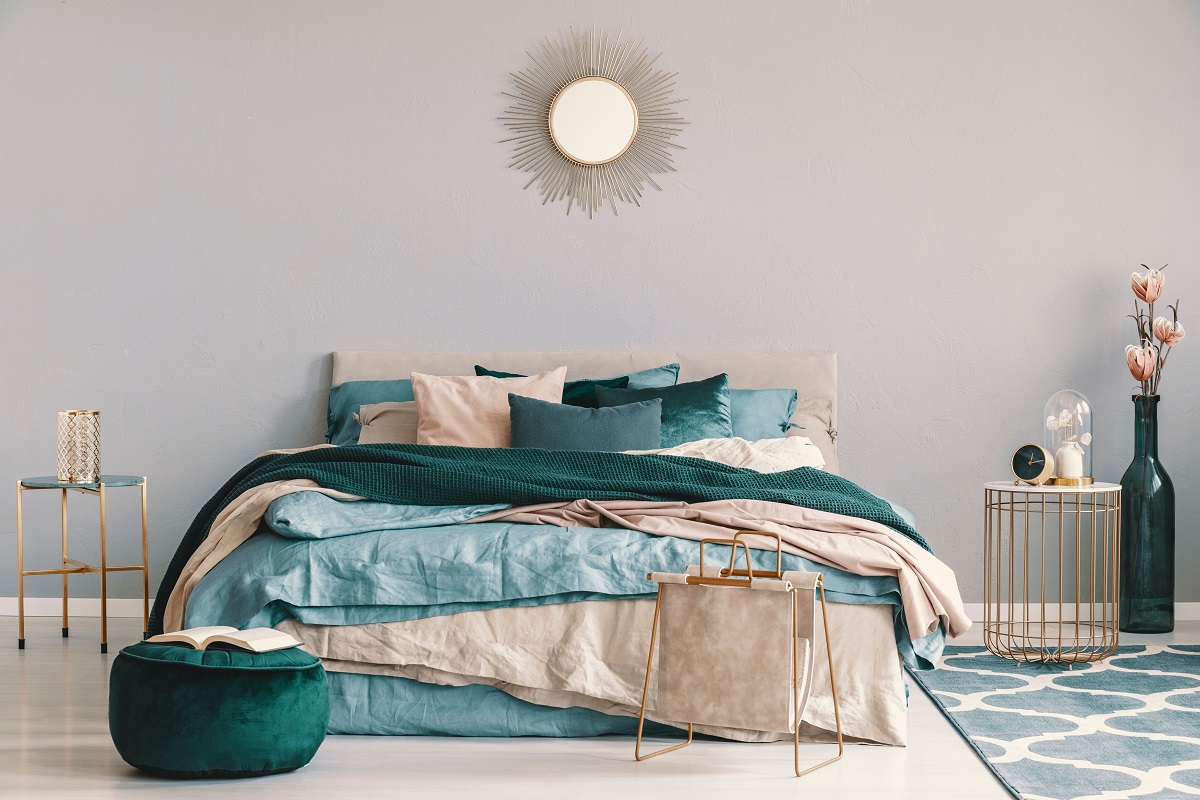 camera da letto della casa moderna da arredare con color tortora
