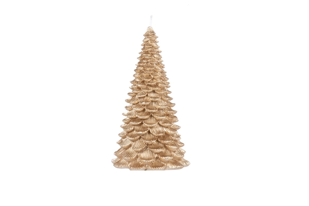 candela dorata natale a forma di albero di Natale