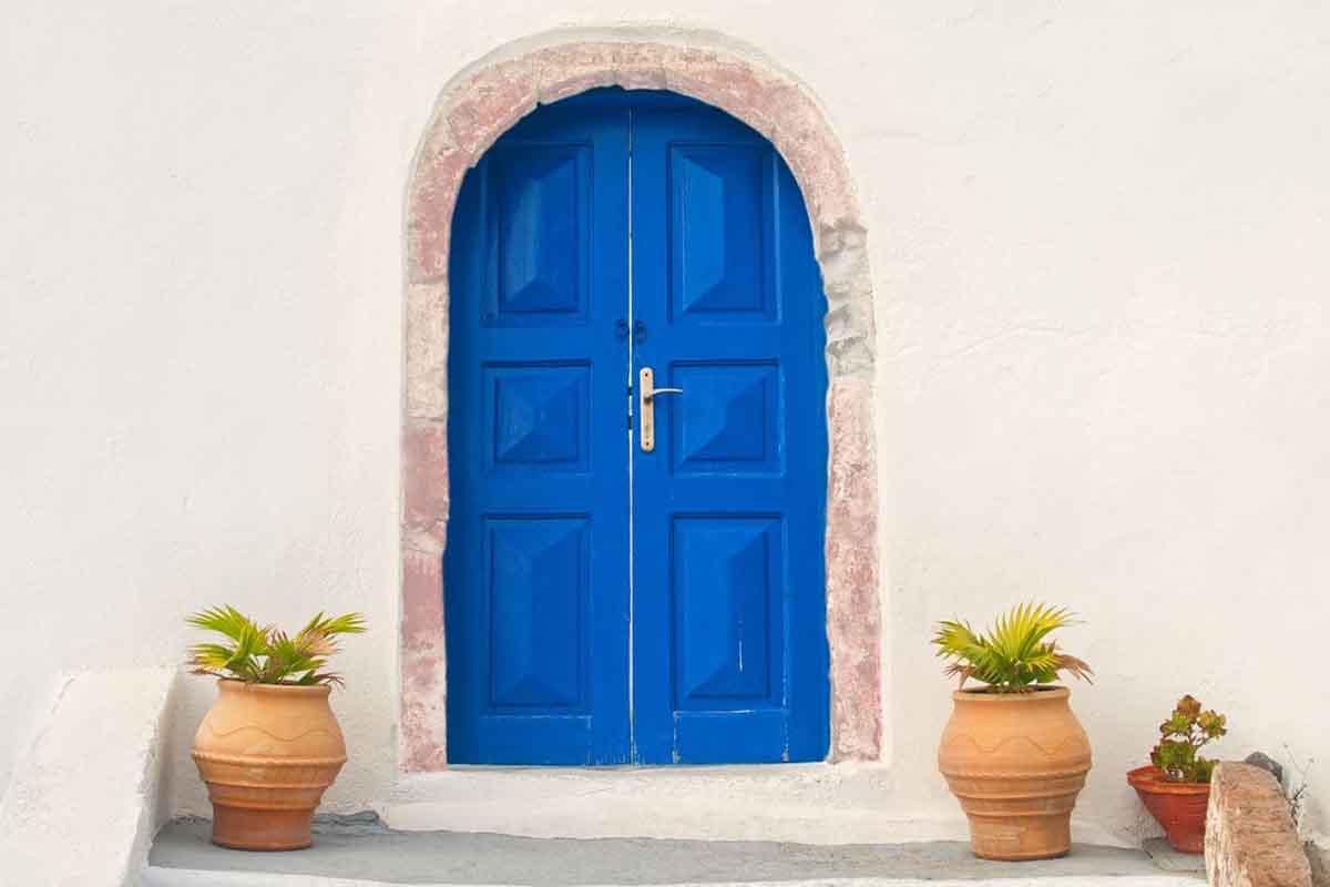 porta ingresso blu