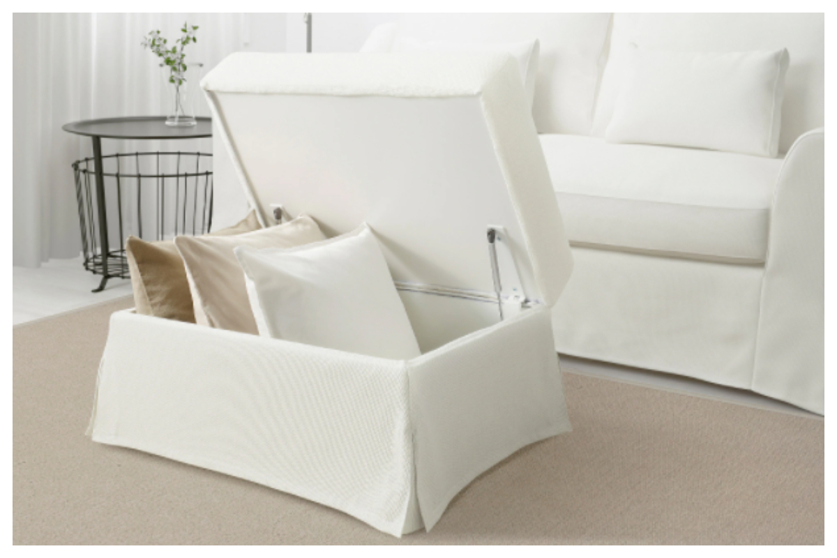 pouf contenitore soggiorno bianco ikea