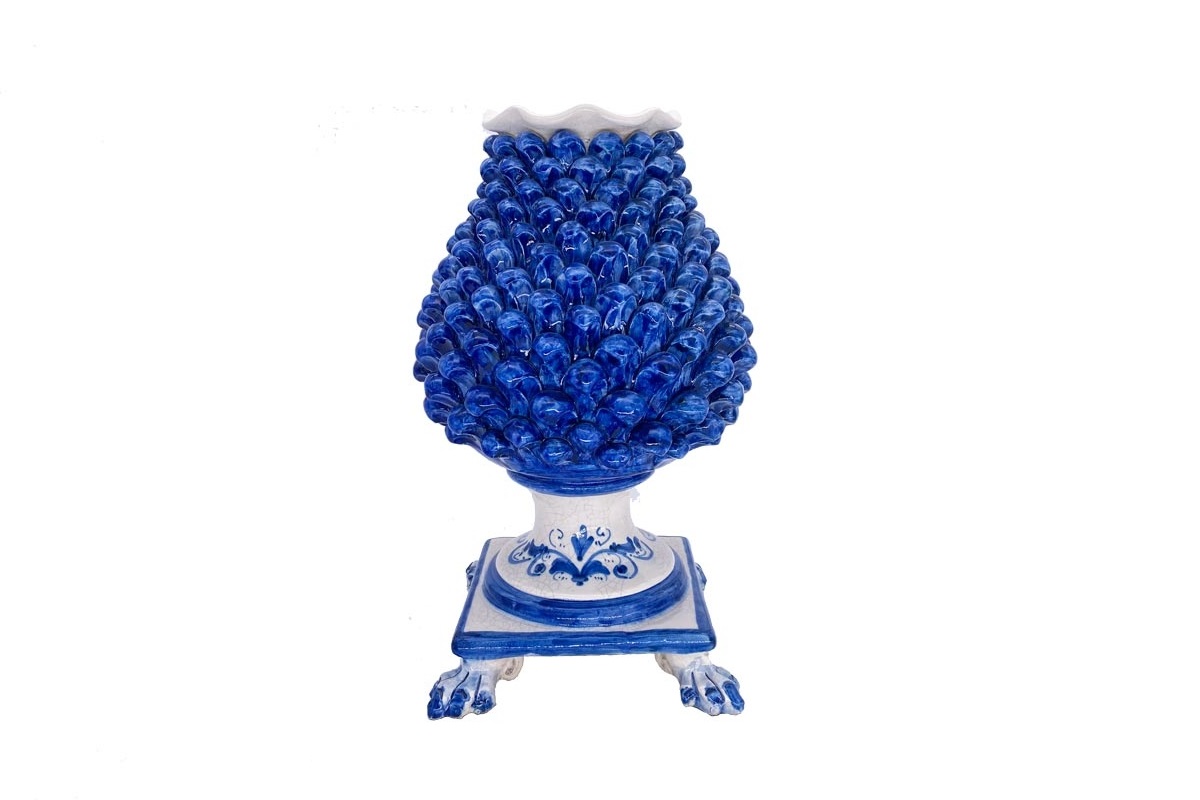 vaso portafiori pigna ceramica siciliana caltagirone blu