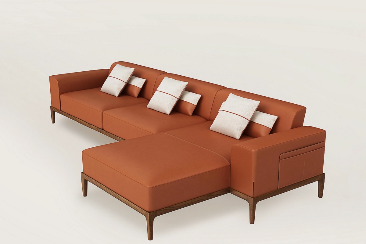 divano in pelle con chaise longue hermes casa