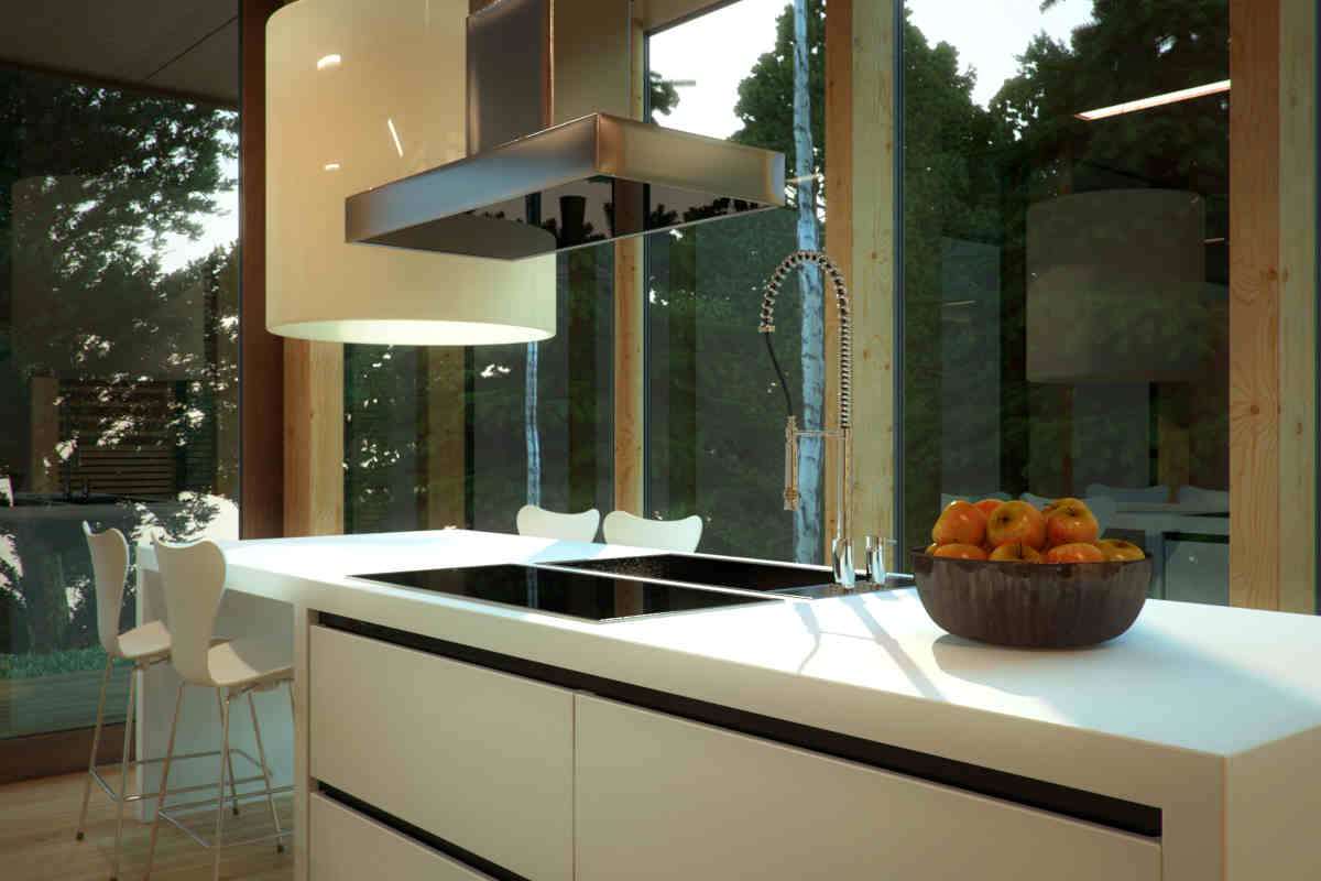 cucina moderna con top in corian