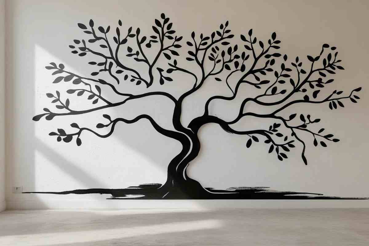 albero stilizzato disegnato su una parete bianca