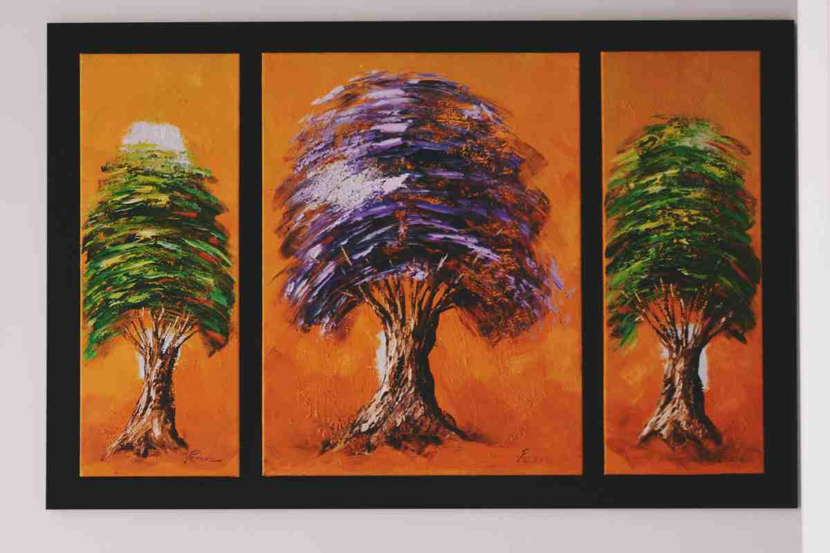 Tela colorata raffigurante 3 alberi