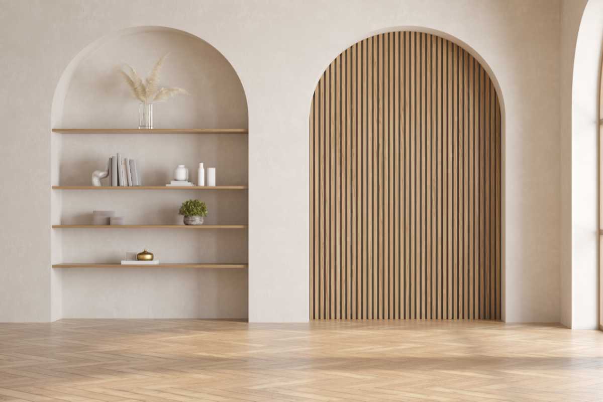 Parete attrezzata di cartongesso in soggiorno 