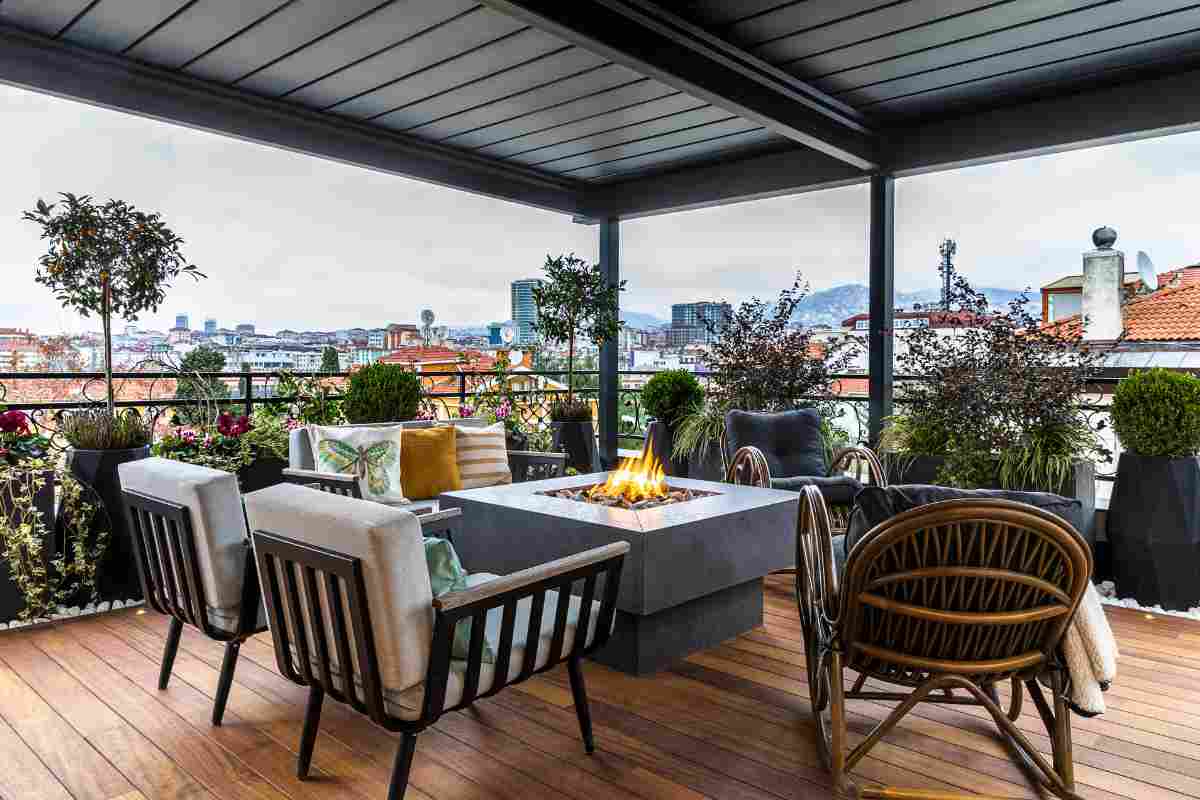 Terasă în orașe penthouse cu plante