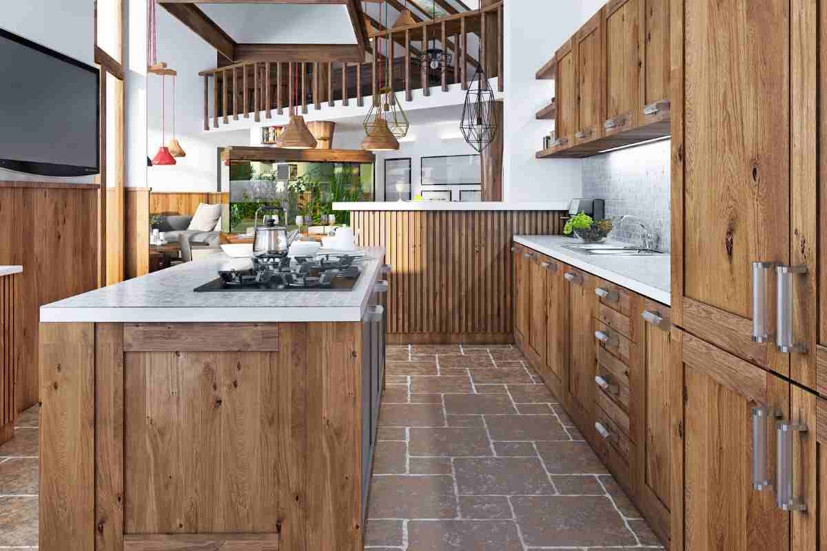 cucina in stile rustico con isola centrale