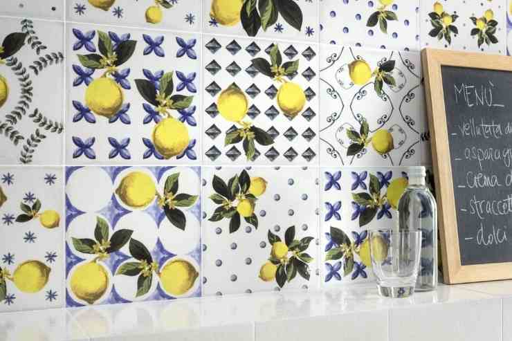 Maioliche Vita effetto cementine con limoni Ceramiche Sant'Agostino