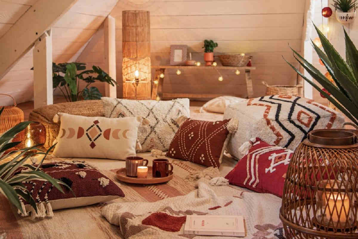 living boho chic con arredi del catalogo Maisons du Monde autunno inverno