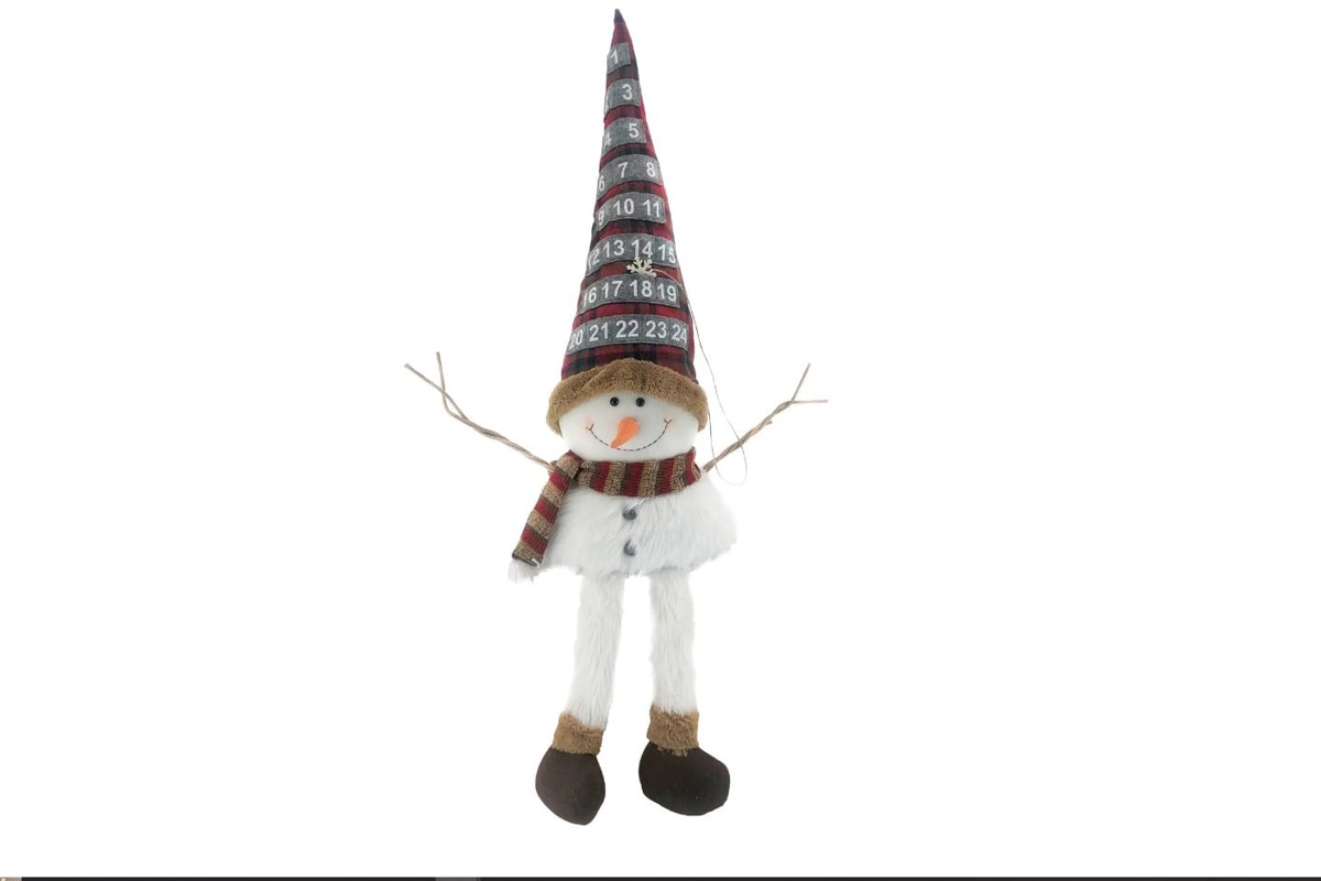 pupazzo di neve con calendario dell'avvento sul cappello a punta