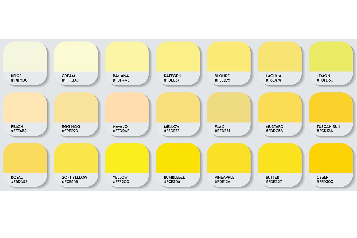 schema palette con tutte le tonalità di giallo
