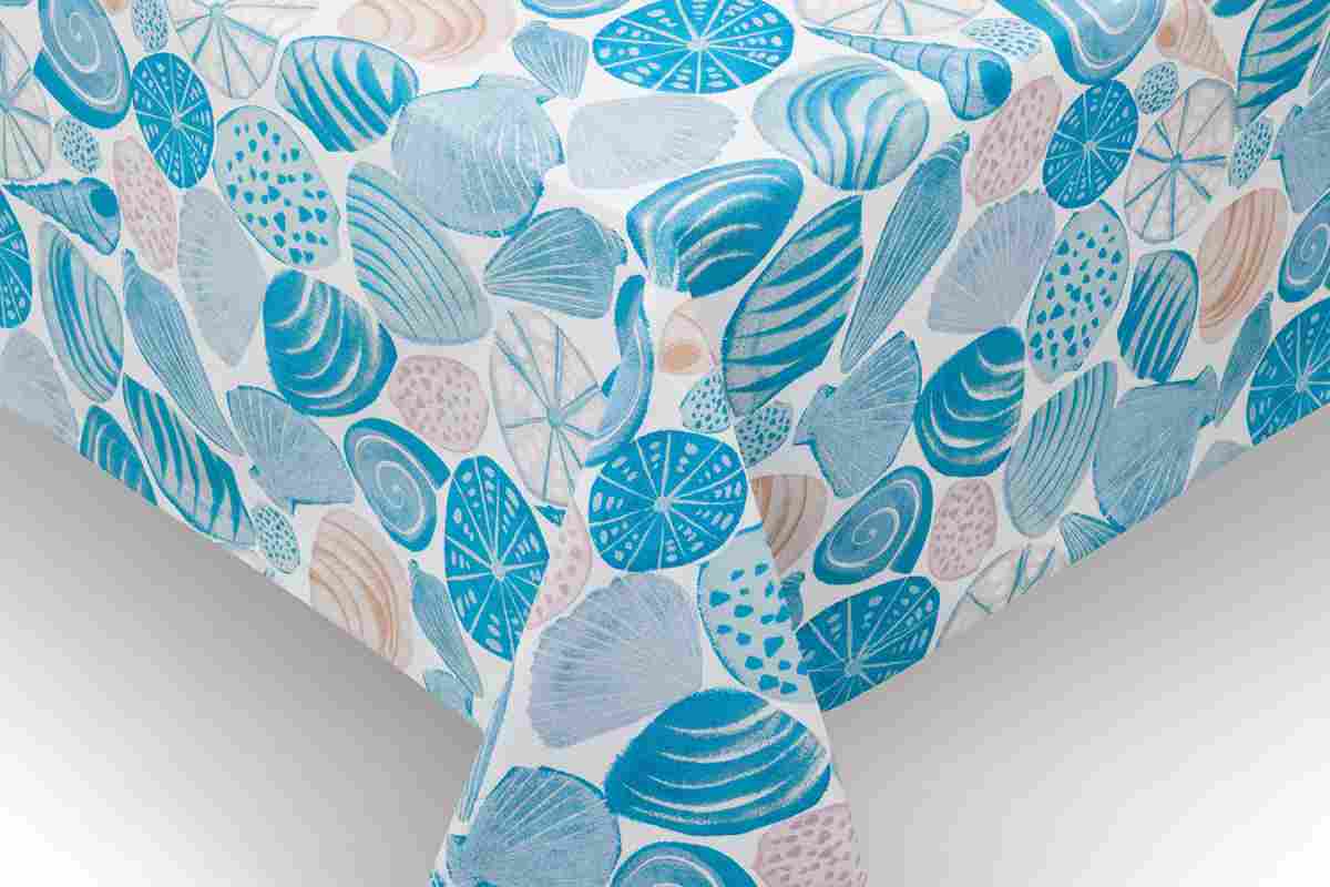 Tovaglia mermaidcore con conchiglie blu Panama Coin Casa 