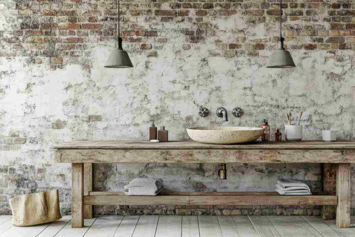 Foto di un bagno shabby chic con lavabo su mensola