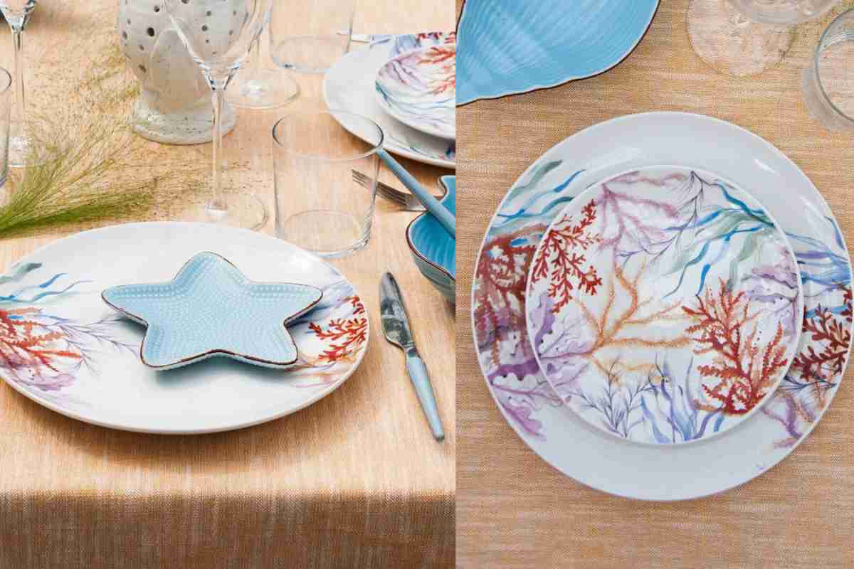 Piatti Pacifico Tognana con decorazioni marine