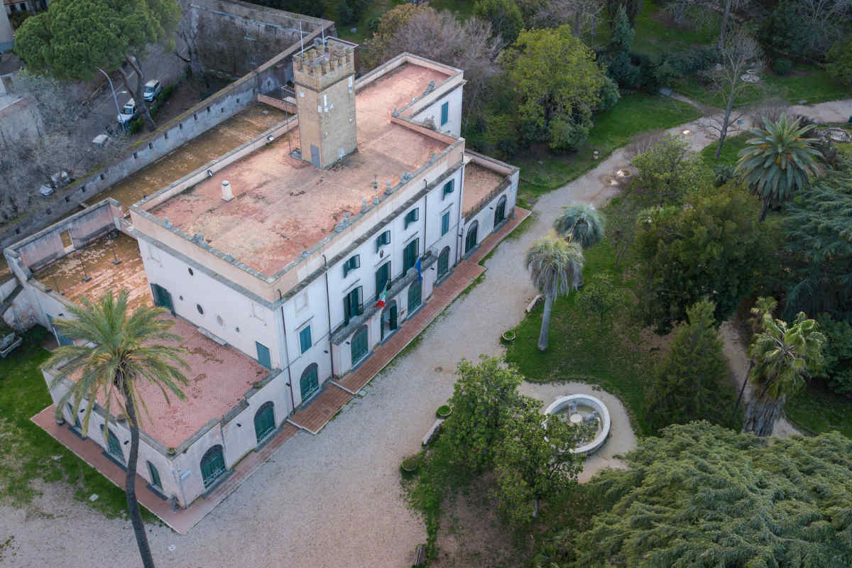 veduta aerea di Villa Sciarra a Roma