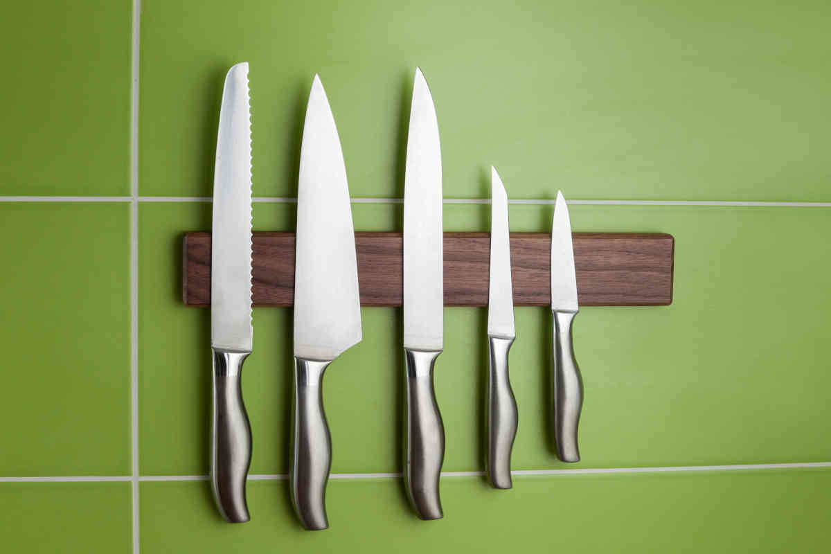 set di coltelli da cucina in acciaio