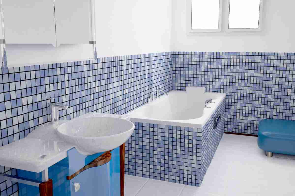 bagno Feng Shui con colori blu