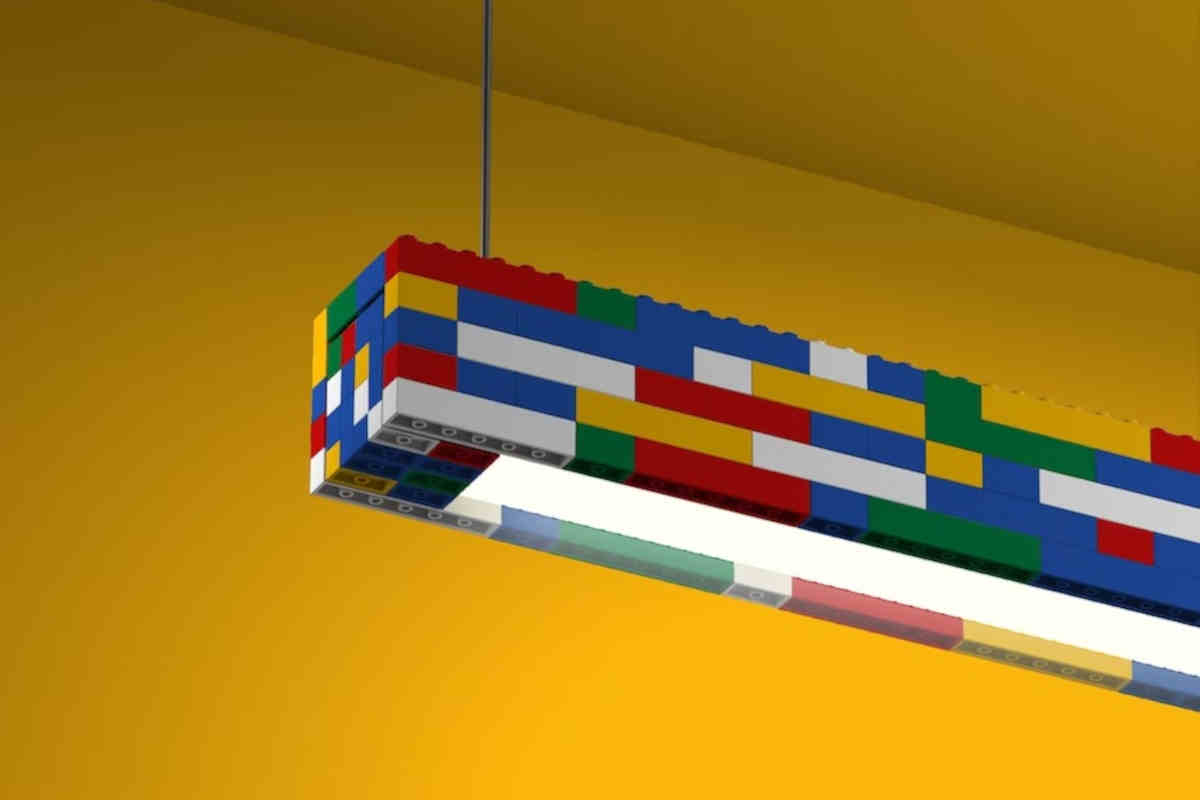 primo piano della lampada lego a sospensione