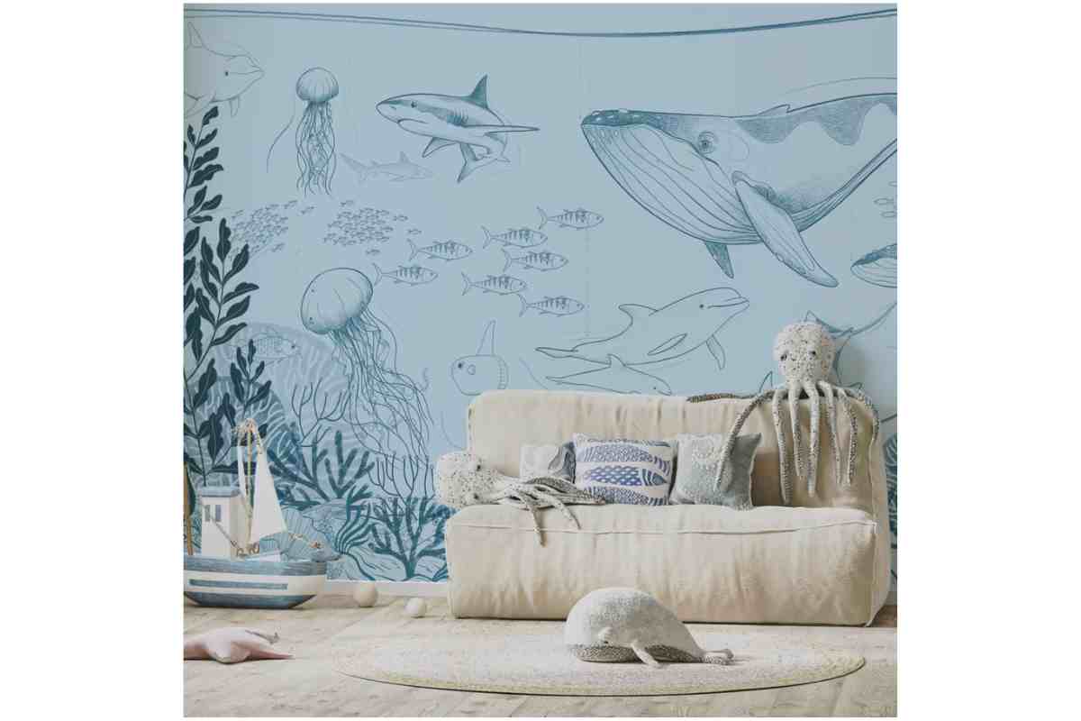 Carta da parati panoramica oceano blu Maisons du Monde