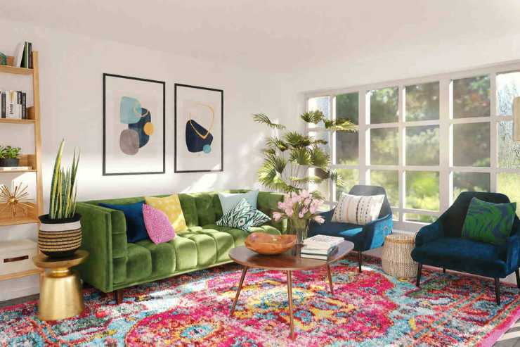 living cu mobilier colorat